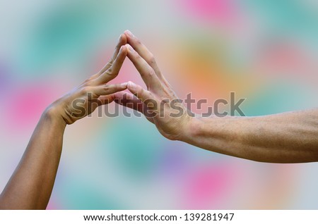 Two hands to the create the power of love and power of couple hands