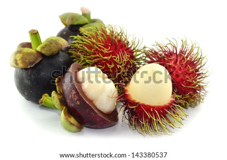 Mix fruit Mangosteen and Rambutan, best of Thai and tropical fruit