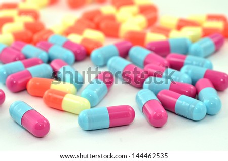 Mix Pills in colorful with blue, red, pink, orange and yellow color