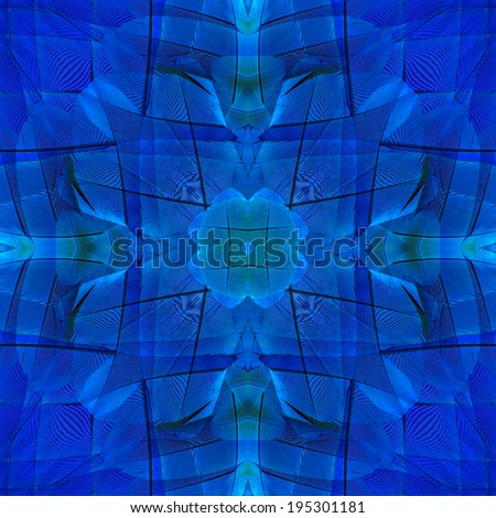 Beautiful of blue background made of  blue and gold macaw bird feather