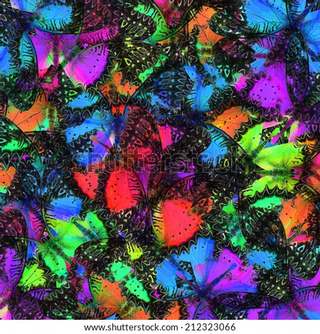 Exotic Messy Colorful Background made of various Red Lacewing Butterflies