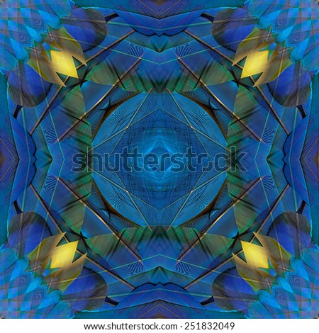 Beautiful Blue Background Pattern designed from Blue and Gold Macaw bird wings texture