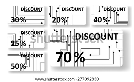 Circuit board discount cards, colorful digital Illustration.