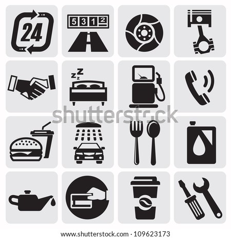 Vector Black Auto Icons Set - 109623173 : Shutterstock