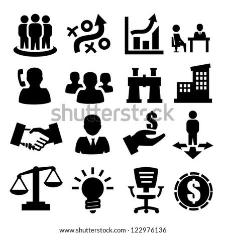 vector black business icons set on gray vector black business icons set on gray