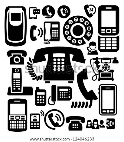 Vector Black Phone Icons Set On White - 124046233 : Shutterstock