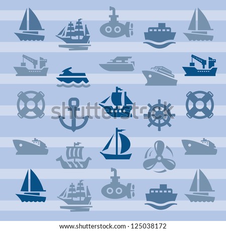 vector color boat and ship icons set vector color boat and ship icons set