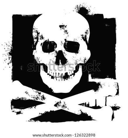 Vector White Skull Icon On Black Background - 126322898 : Shutterstock