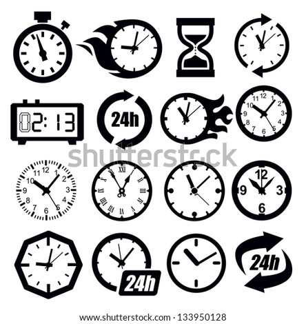 Vector Black Clocks Icon Set On White - 133950128 : Shutterstock