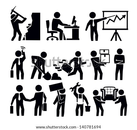 Vector Black Business And Worker Icon Set - 140781694 : Shutterstock