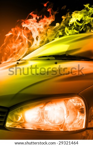 speed car races on fire
