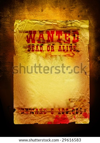 antique page - wanted dead or alive. vintage wanted poster