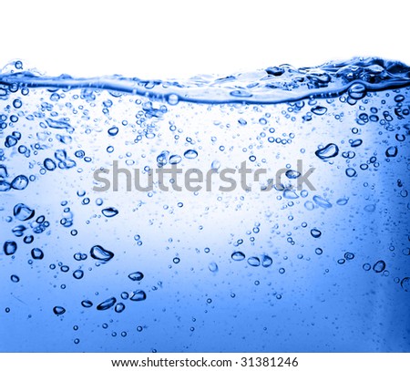 Sparks of blue water on a white background