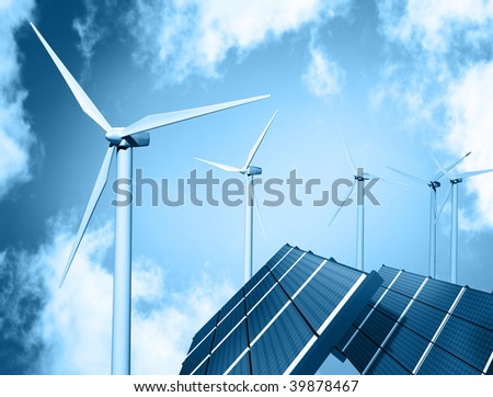 Wind farm and solar panel