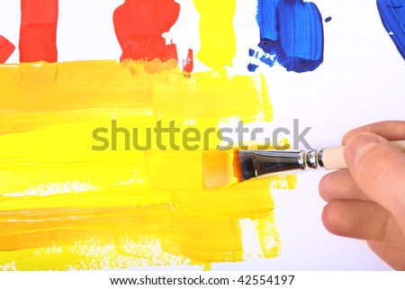 Artists paint brush and paint