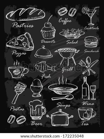 Menu Icons Stock Vector Illustration 172235048 : Shutterstock