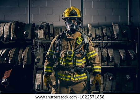 Firefighter wearing the protection gear