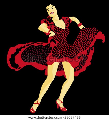 beautiful flamenco dancer with black background
