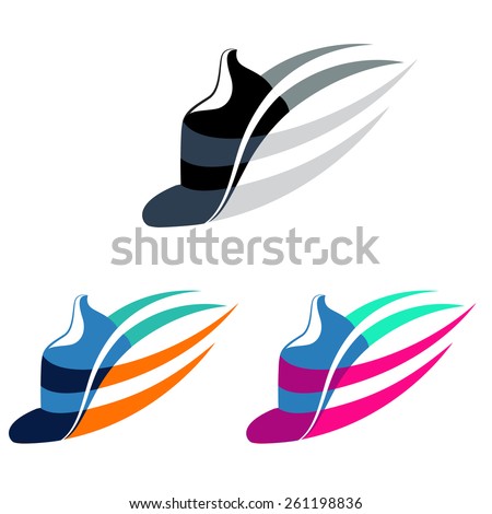 Vector illustration Sport shoes sign with color variations