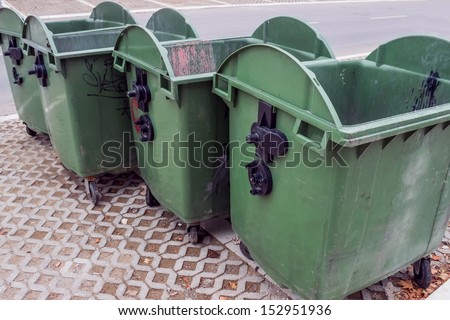 Plastic waste container in the city of Belgrade, Serbia