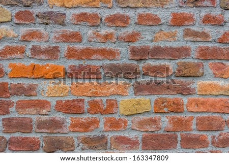 Colorful Red Bricks Mortar Wall background, Colorful Red Bricks background, Colorful Red Bricks Mortar Material Wall