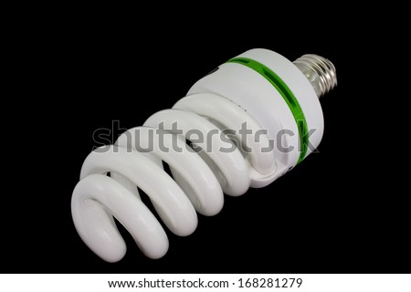 Energy-saving light bulb, change the world with changing a few light bulbs. Isolated On Black