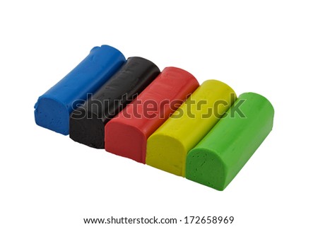 modeling colorful plasticine, isolated on white with clipping path