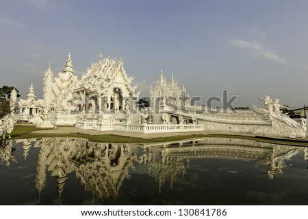 The temple is built into the back of the white is a very beautiful place to visit