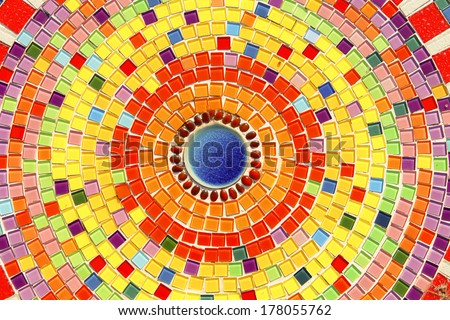 colorful mosaic flooring or walls.