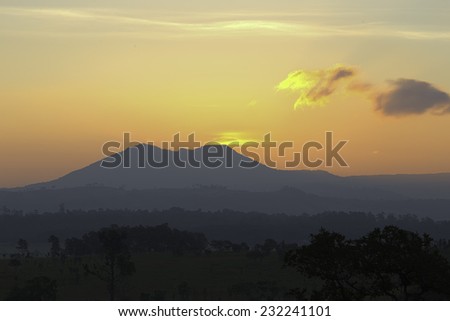 Mountain with the sun in the morning