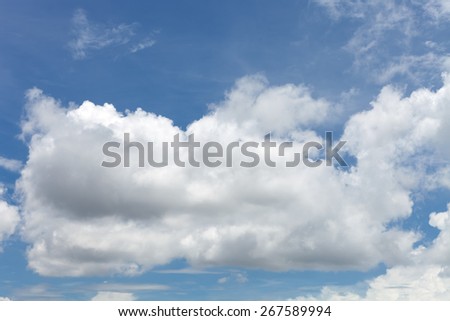 Blue sky with white clouds on blue style.
