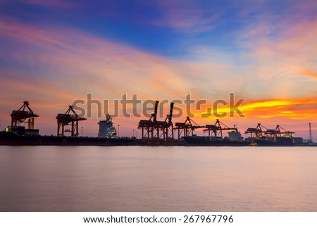 Sea shipping port in the country Thailand in the morning.
