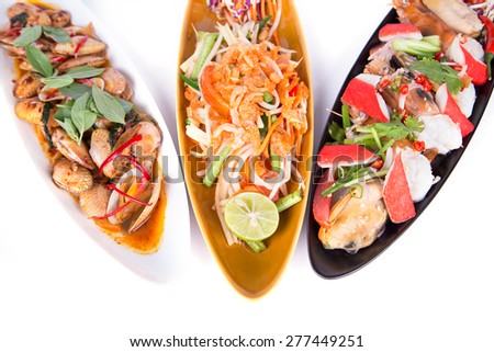 Thailand food on a white background.