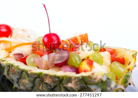 Mixed Fruit Salad on some pineapple.