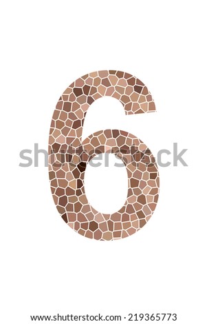 number six mosaic tiles texture on white background