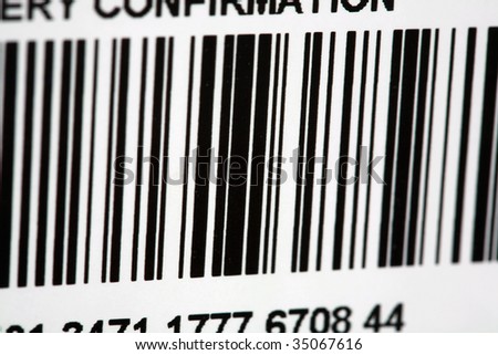 The bar code of a shipping label.