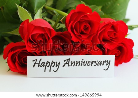 Happy Anniversary card with red roses
