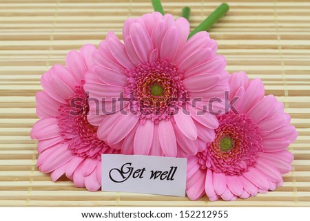 Get well card with pink gerberas