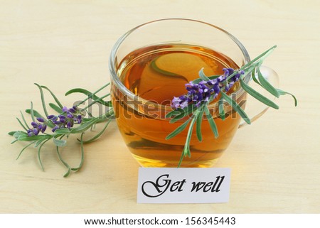 Get well card with hot lavender tea