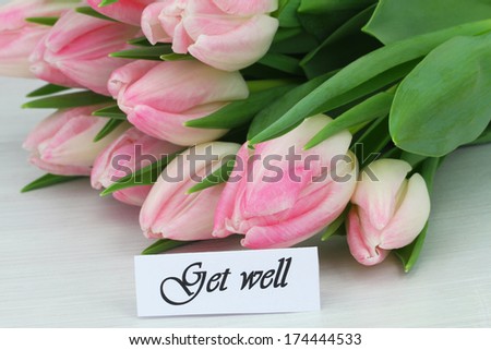 Get well card with pink tulips
