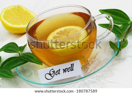 Get well card with lemon tea