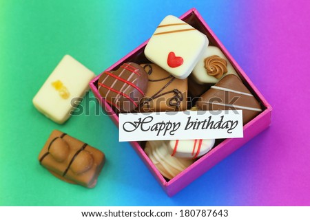 Happy Birthday card with box of chocolates