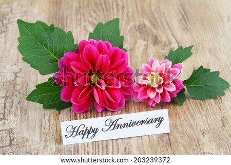 Happy Anniversary card with pink dahlia