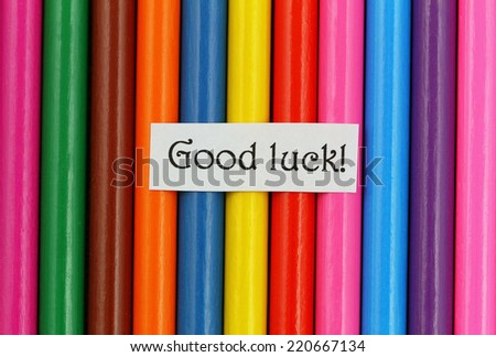 Good luck card on colorful pencils