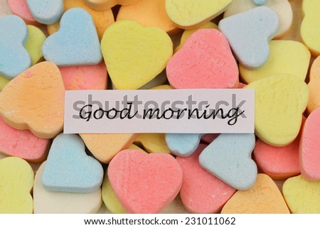 Good morning card with colorful sugar hearts