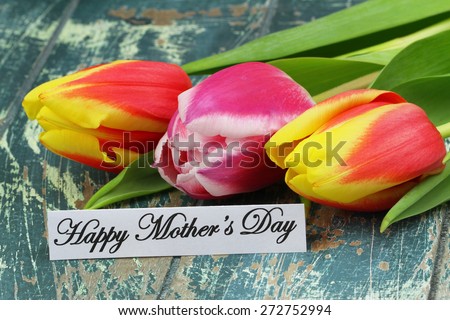 Happy Mother\'s day card with colorful tulips