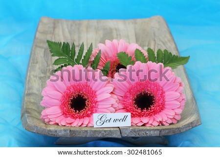 Get well card with pink gerbera daisies
