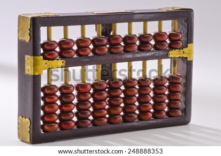 Old chinese abacus on white background.