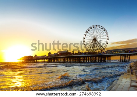 Blackpool Central Pier and Ferris Wheel, Lancashire, England UK