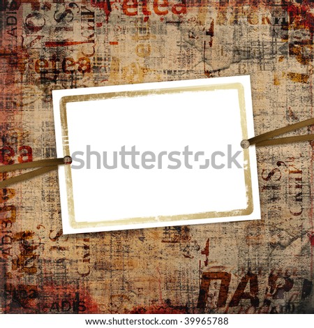 Old advertisement with ribbons on the grunge creative background